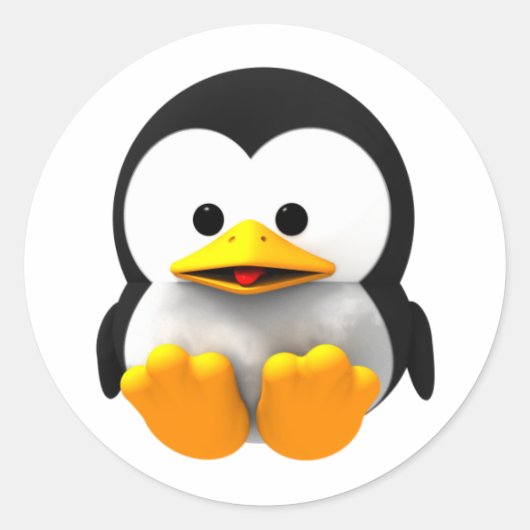 ベビー3-D Tux Linux Penguinステッカー ラウンドシール (正面)