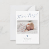 ベビー3 photo script男の赤ちゃん誕生発表 ノートカード (正面)