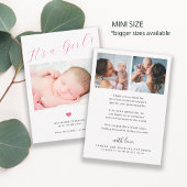 ベビー3 photo script baby girl birth announcement ノートカード