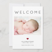 ベビー3 photo welcomeタイポグラフィ誕生のお知らせ 招待状 (正面)