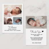 ベビー4写真の誕生発表カード|新生児カード エンクロージャーカード (正面/裏面)
