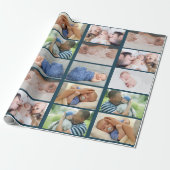 ベビー6フォトコラージュクラシックブルーパーティー ラッピングペーパー (アンロールド)