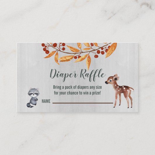 ベビー・おむつラッフル植林動物用の本 名刺 (裏面)