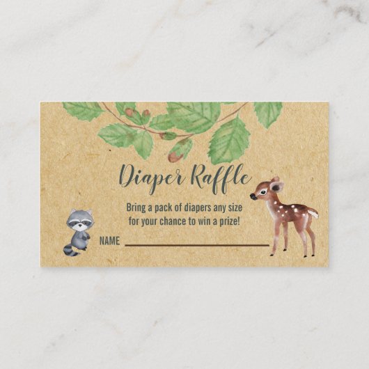 ベビー・おむつラッフル植林動物用の本 名刺 (裏面)