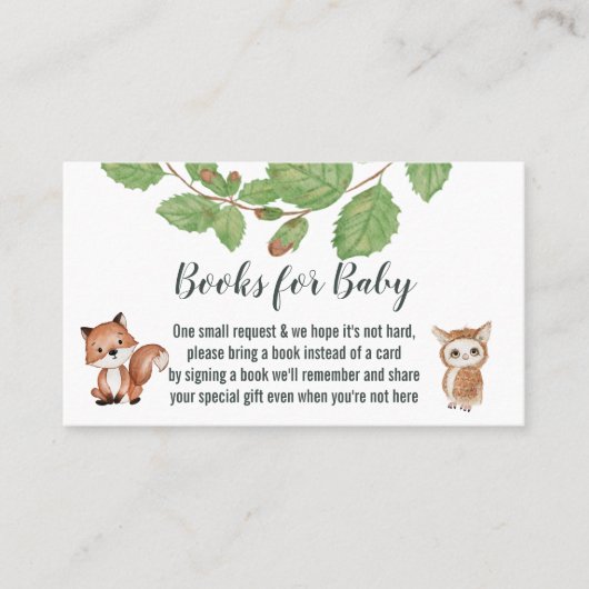 ベビー·おむつ·ラッフル·森林動物用の本 名刺 (正面)