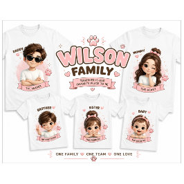 ベビー - かわいいファミリーデザインTシャツ ベビーTシャツ