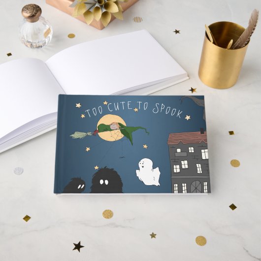 ベビー | かわいい小さな魔女の赤ちゃんシャワー ゲストブック (正面見開き)