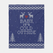 ベビー、それは冷たい外側のセーター編み毛布 フリースブランケット (正面)
