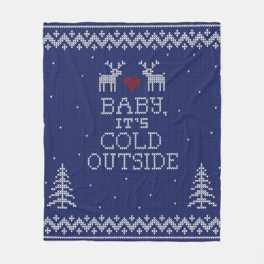 ベビー、それは冷たい外側のセーター編み毛布 フリースブランケット (正面)