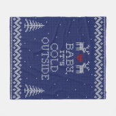 ベビー、それは冷たい外側のセーター編み毛布 フリースブランケット (正面(横))