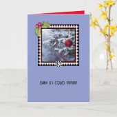 ベビー、それは寒い外の休日 カード (黄色い花)