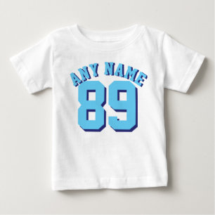 ベビー のスポーツのジャージーの青及び白いデザイン ベビーTシャツ