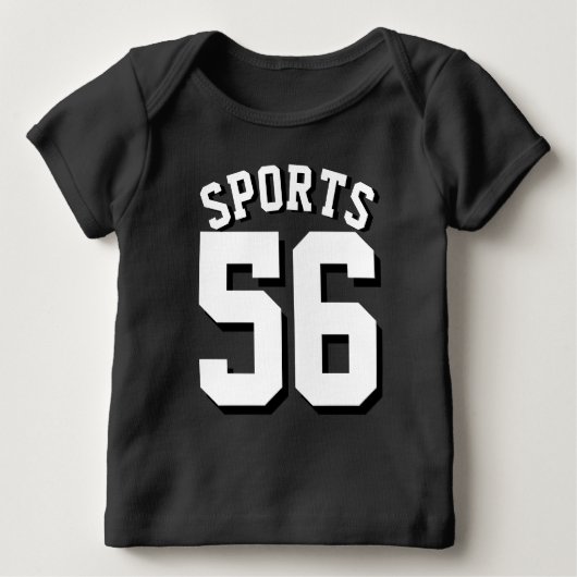 ベビー|のスポーツのジャージーの黒く及び白いデザイン ベビーTシャツ (正面)