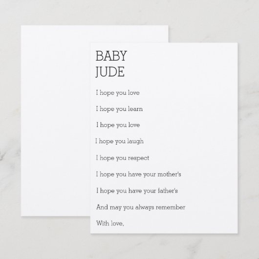 ベビー アドバイスカード (正面/裏面)