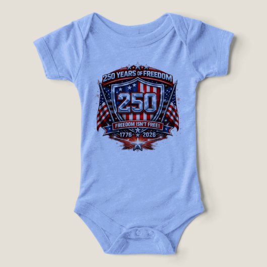 ベビー アメリカ独立250周年記念Tシャツ - アメリカを守り (デザイン正面)