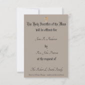 ベビー・イエスと共に追悼式を行うカトリックのミサ 招待状 (裏面)