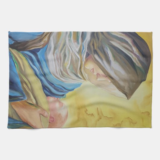 ベビー・イエスを抱く沈黙の女神 キッチンタオル (横)