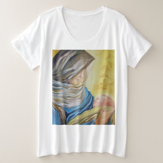 ベビー・イエスを抱く沈黙の女神 プラスサイズTシャツ (デザイン正面)