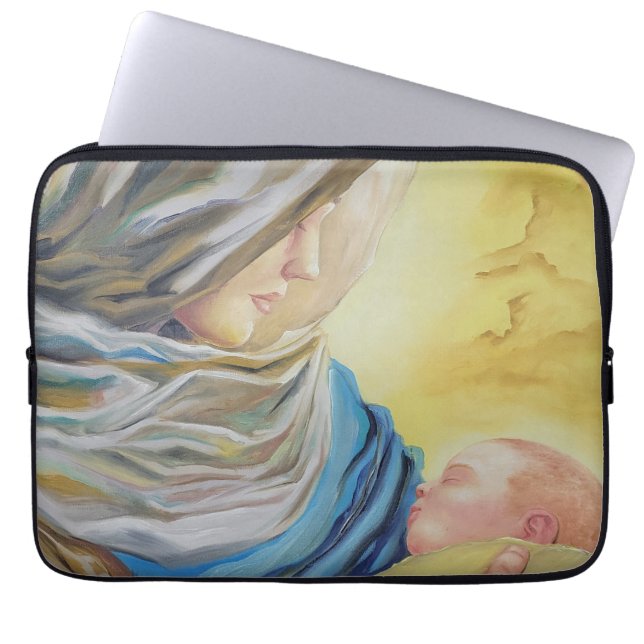 ベビー・イエスを抱く沈黙の女神 ラップトップスリーブ (正面)