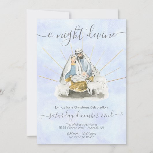 ベビー・イエス・マリア・ヨセフとの宗教的なクリスマス 招待状 (正面)