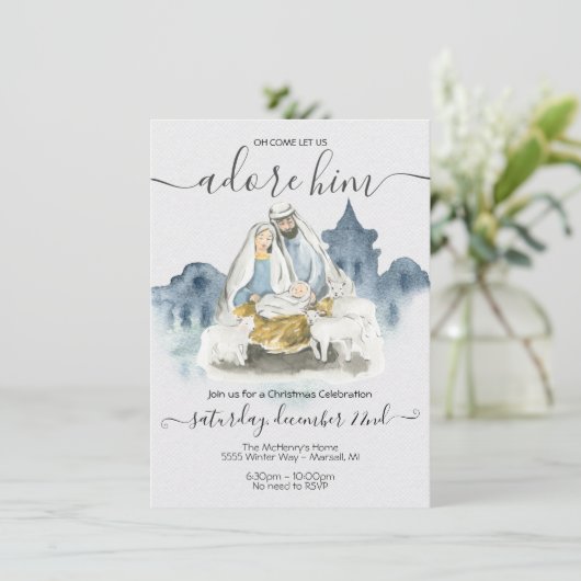 ベビー・イエス・マリア・ヨセフとの宗教的なクリスマス 招待状 (スタンド正面)