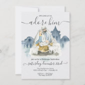 ベビー・イエス・マリア・ヨセフとの宗教的なクリスマス 招待状 (正面)