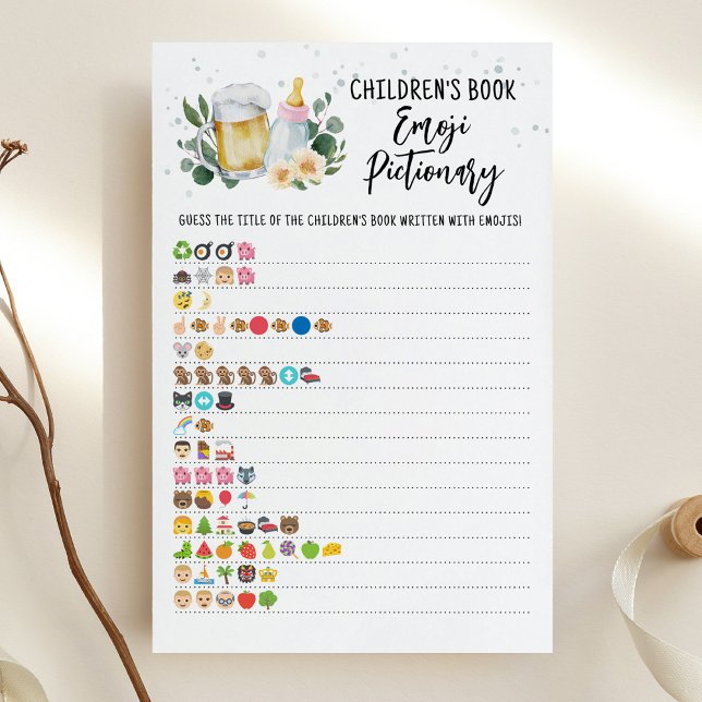 ベビー・イズ・ブリューイング 絵本絵文字カルタ (Greenery and Beer Baby Brewing Baby Shower Children's book Emoji Pictionary Game)