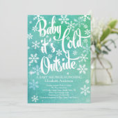 ベビー イッツ コールド アウトサイド ニュートラル ウィンター ベイビー シャワー 招待状 (スタンド正面)