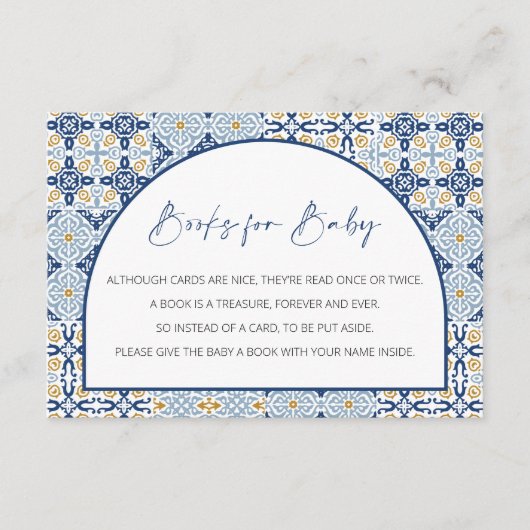 ベビー、カプリ赤ちゃんシャワー用の本イタリアンテーマ エンクロージャーカード (正面)