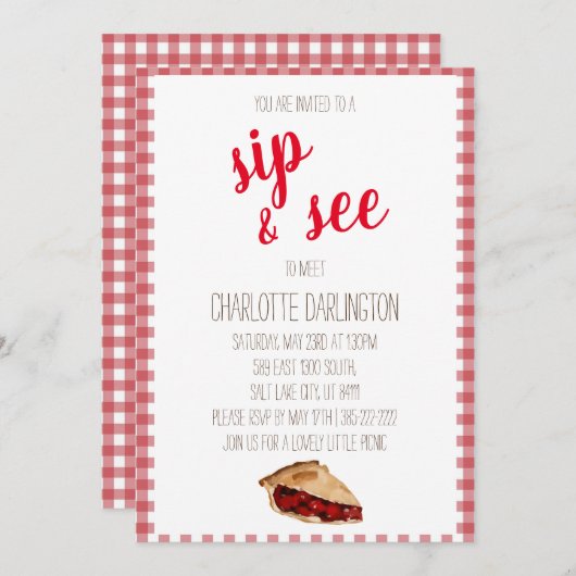 ベビー·ガーシンプルル·の田舎風かわいい水彩 招待状 (正面/裏面)