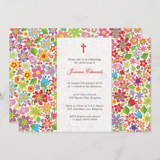 ベビー《キリスト教》洗礼式や命名式バプティスマパーソナライズされたンス 招待状 (正面/裏面)
