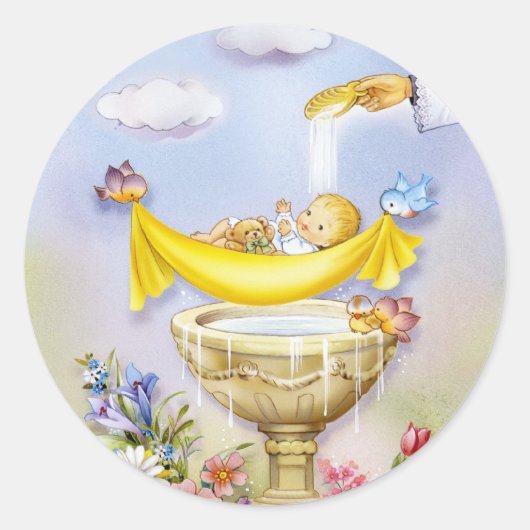 ベビー《キリスト教》洗礼式や命名式バプテスマ発表 ラウンドシール (正面)