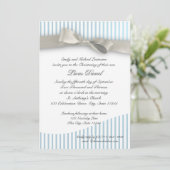 ベビー《キリスト教》洗礼式や命名式ピンストライプとボウ 招待状 (スタンド正面)