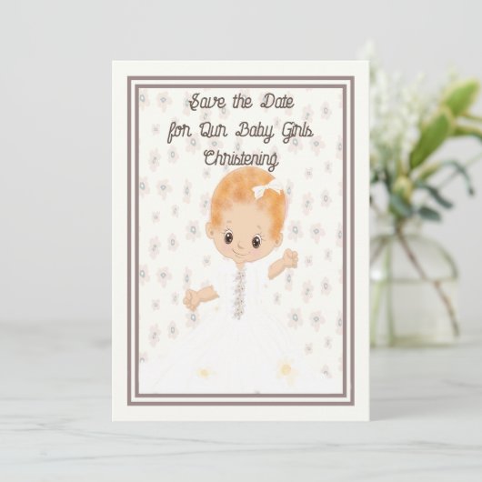 ベビー《キリスト教》洗礼式や命名式日付の保存図解入りの、写真付きのベビー セーブザデート (スタンド正面)