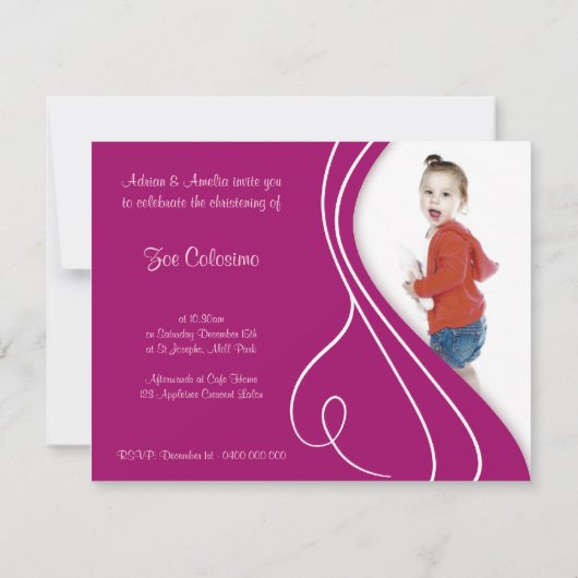 ベビー《キリスト教》洗礼式や命名式 招待状 (裏面)