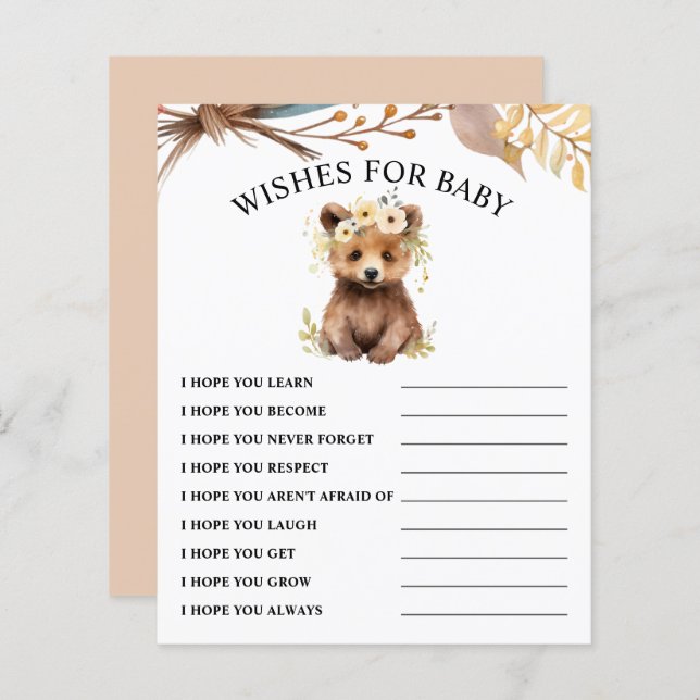 ベビー |クマかわいい赤ちゃんシャワーゲーム (正面/裏面)