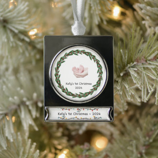 ベビー（ケリー）第1回クリスマスカスタムベビー名 シルバープレートバナーオーナメント