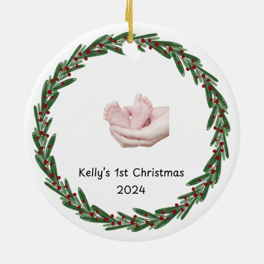 ベビー(ケリー)第1回クリスマスカスタムベビー名 セラミックオーナメント (裏面)