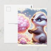 ベビー、コットンキャンディ付きかわいい動物、ポストクロッシング ポストカード (正面/裏面)