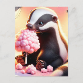 ベビー、コットンキャンディ付きかわいい動物、ポストクロッシング ポストカード