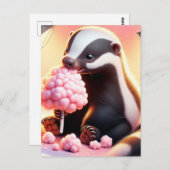 ベビー、コットンキャンディ付きかわいい動物、ポストクロッシング ポストカード (正面/裏面)