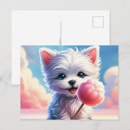 ベビー、コットンキャンディ付きかわいい動物、ポストクロッシング ポストカード (正面/裏面)