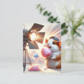 ベビー、コットンキャンディ付きかわいい動物、ポストクロッシング ポストカード (スタンド正面)