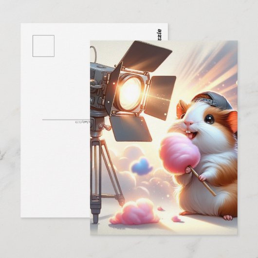 ベビー、コットンキャンディ付きかわいい動物、ポストクロッシング ポストカード (正面/裏面)