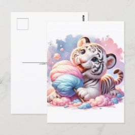 ベビー、コットンキャンディ付きかわいい動物、ポストクロッシング ポストカード