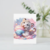 ベビー、コットンキャンディ付きかわいい動物、ポストクロッシング ポストカード (スタンド正面)