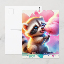 ベビー、コットンキャンディ付きかわいい動物、ポストクロッシング ポストカード