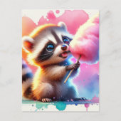 ベビー、コットンキャンディ付きかわいい動物、ポストクロッシング ポストカード (正面)