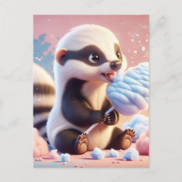 ベビー、コットンキャンディ付きかわいい動物、ポストクロッシング ポストカード