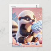 ベビー、コットンキャンディ付きかわいい動物、ポストクロッシング ポストカード (正面/裏面)